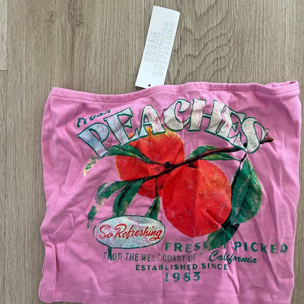 Urban Outfitters Pink Fruit Graphic Tube Top